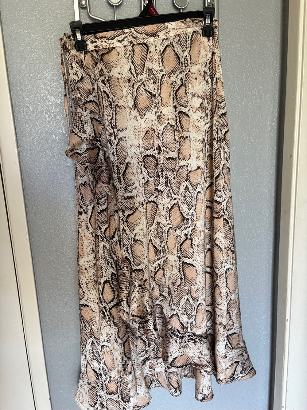 Lulu's Beige and Brown Snake-Print Wrap Skirt